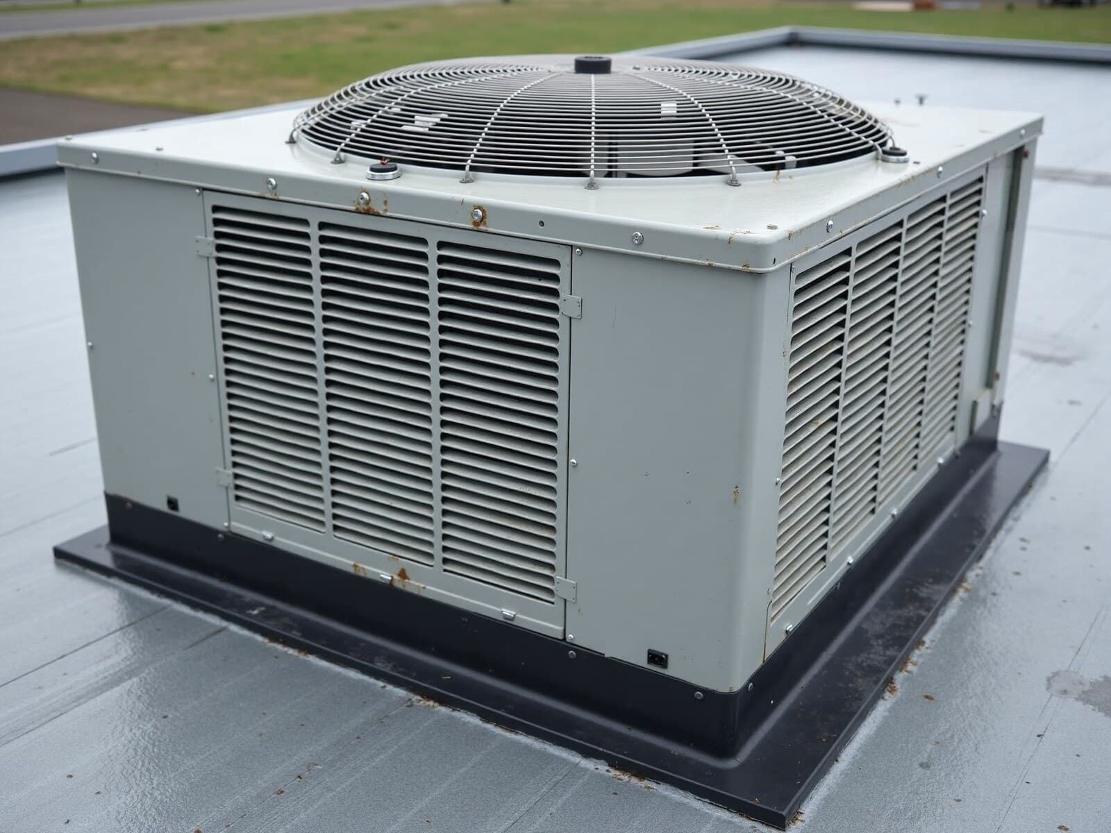 Commercial rooftop HVAC units on a flat roof
